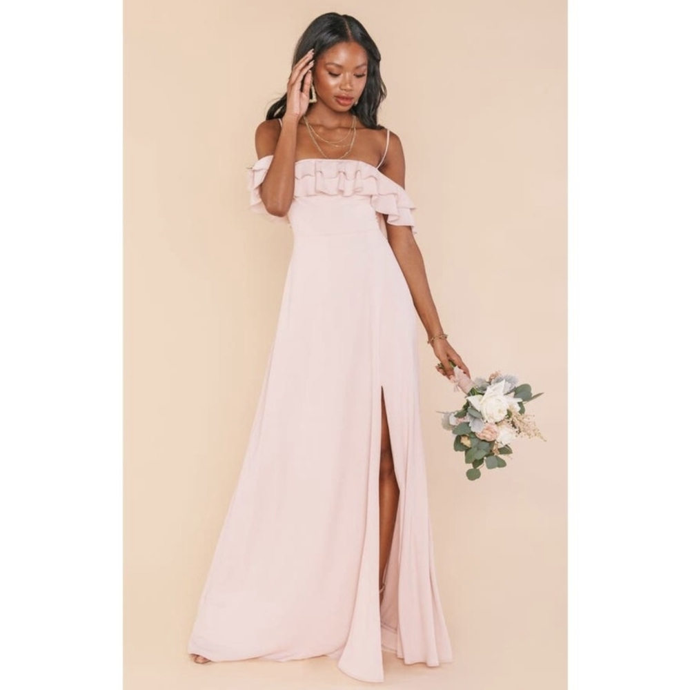 Emma Ruffle Maxi Dress ~ Dusty Blush Crisp Size XL - Picture 4 of 10